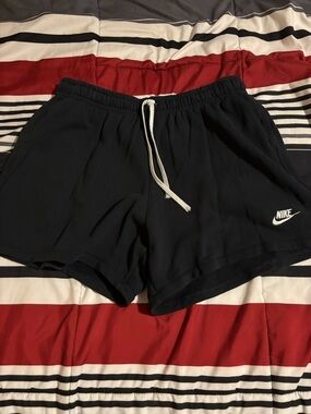 Nike Women's Black Athletic Drawstring Shorts with White Logo